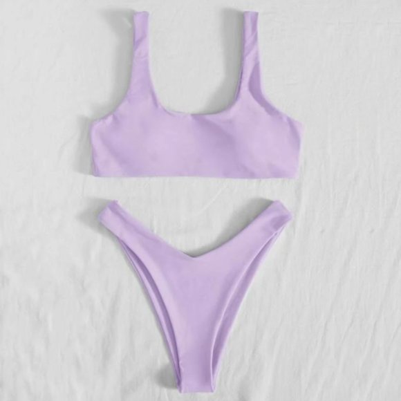 SHEIN Other - SHEIN🌺Solid High Cut Lilac Bikini Swimsuit👙S